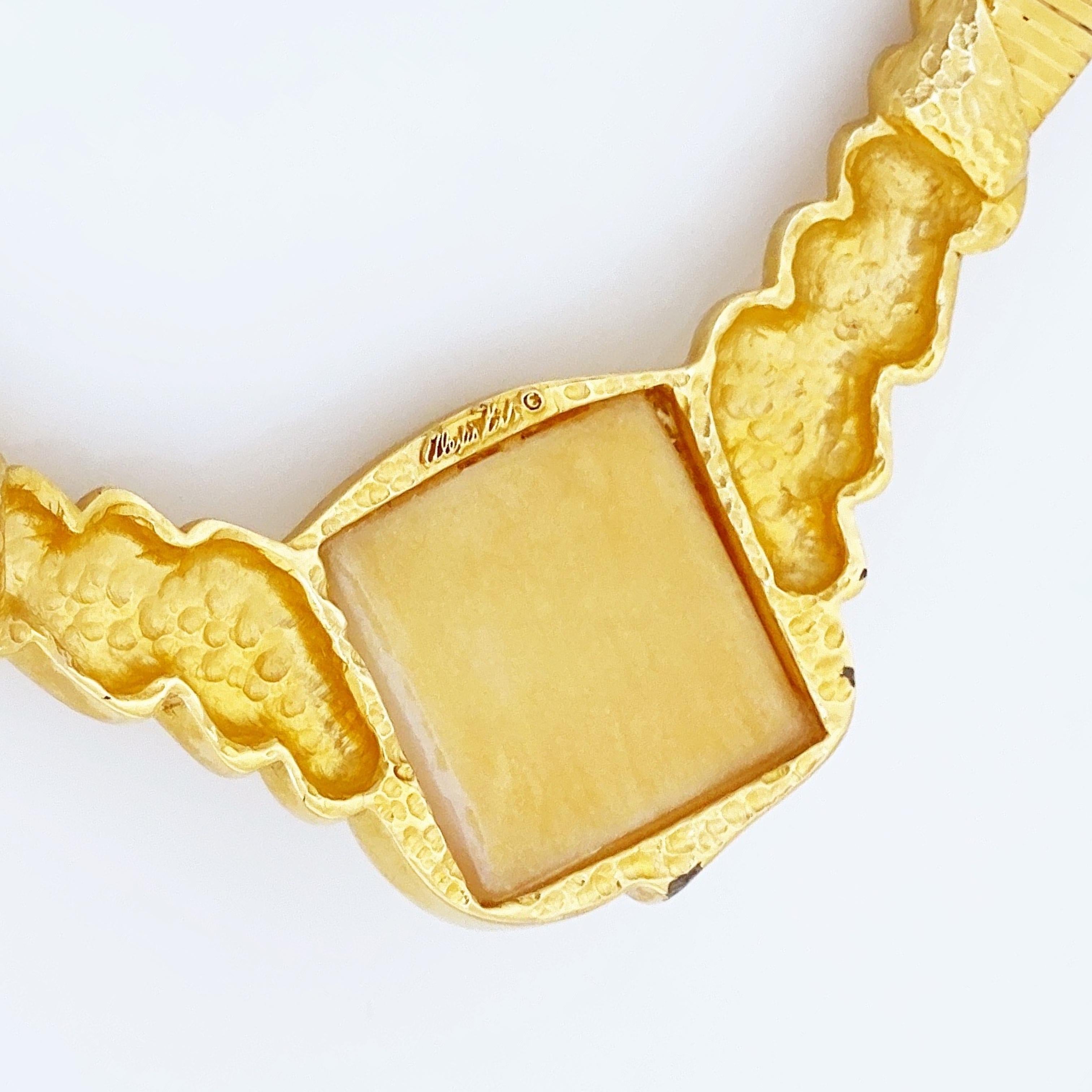 Halskette aus Rosenquarz und Gold Omega Chunky Choker von Alexis Kirk, 1980er Jahre (Rosenschliff) im Angebot
