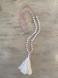 Rose Quartz and Moonstone Mala / Prayer / Meditation Necklaces in 18 Karat YG