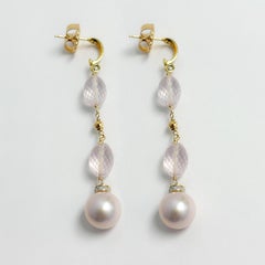 Rose Quartz and Pink Pearl Paradizia Earrings