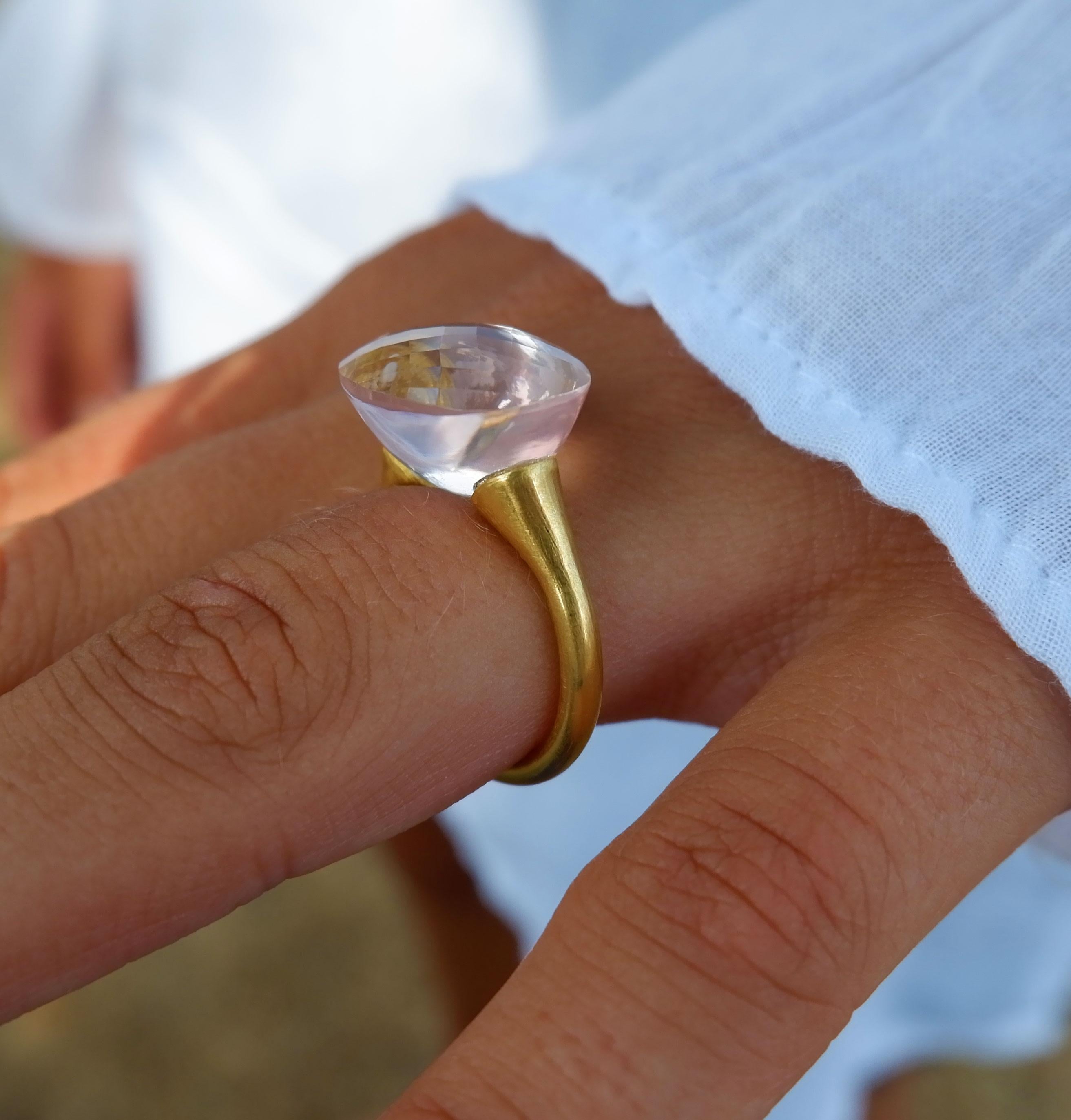 Women's Rose Quartz and Yellow Gold Cocktail Ring