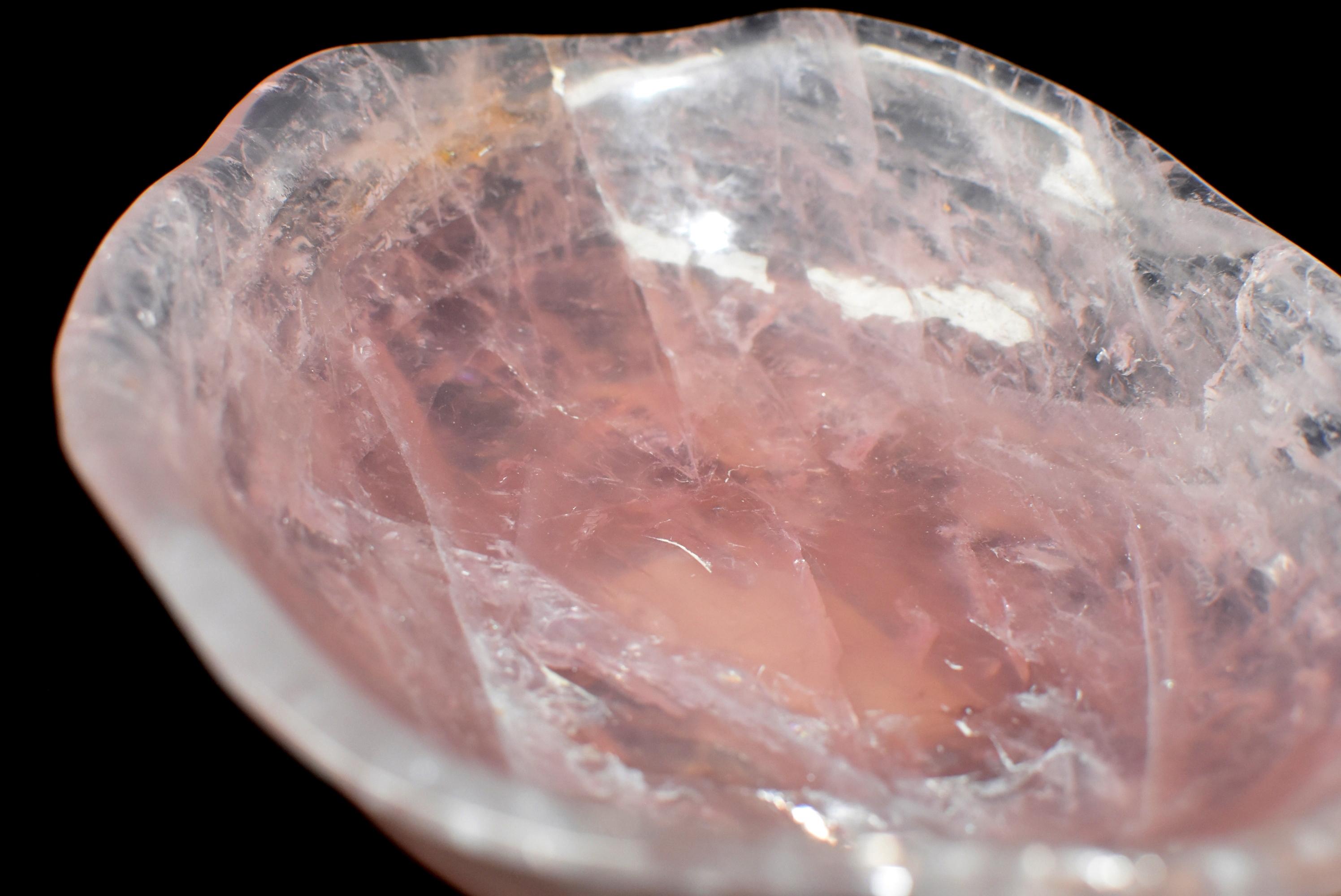 Rose Quartz Bowl, Large, All Natural In Excellent Condition In Somis, CA