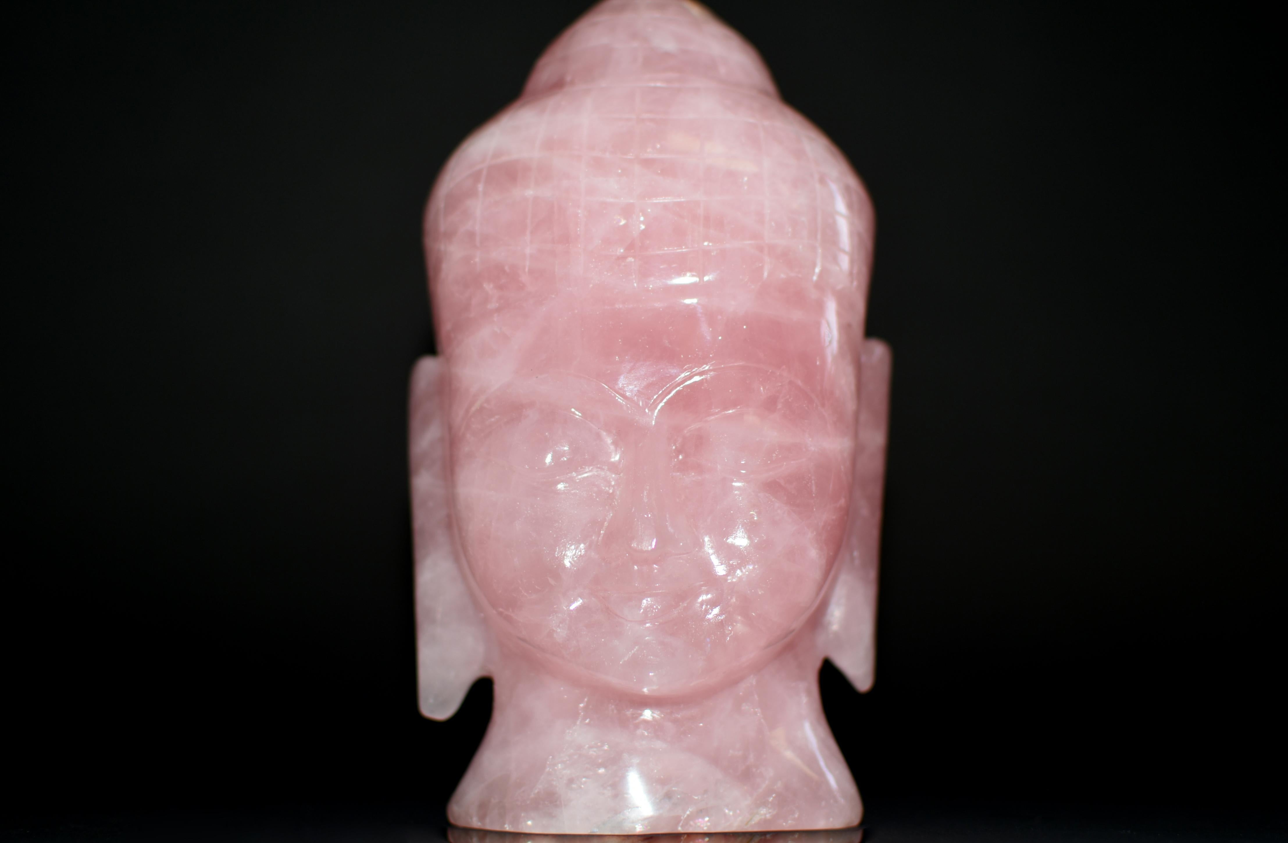 Indian Rose Quartz Buddha Head 4.4 Lb
