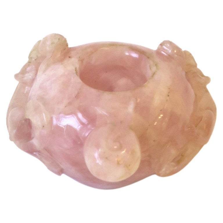 Rose Quartz Carved Vase Dragons and Pearl, China, Early 20th Century For Sale at 1stDibs