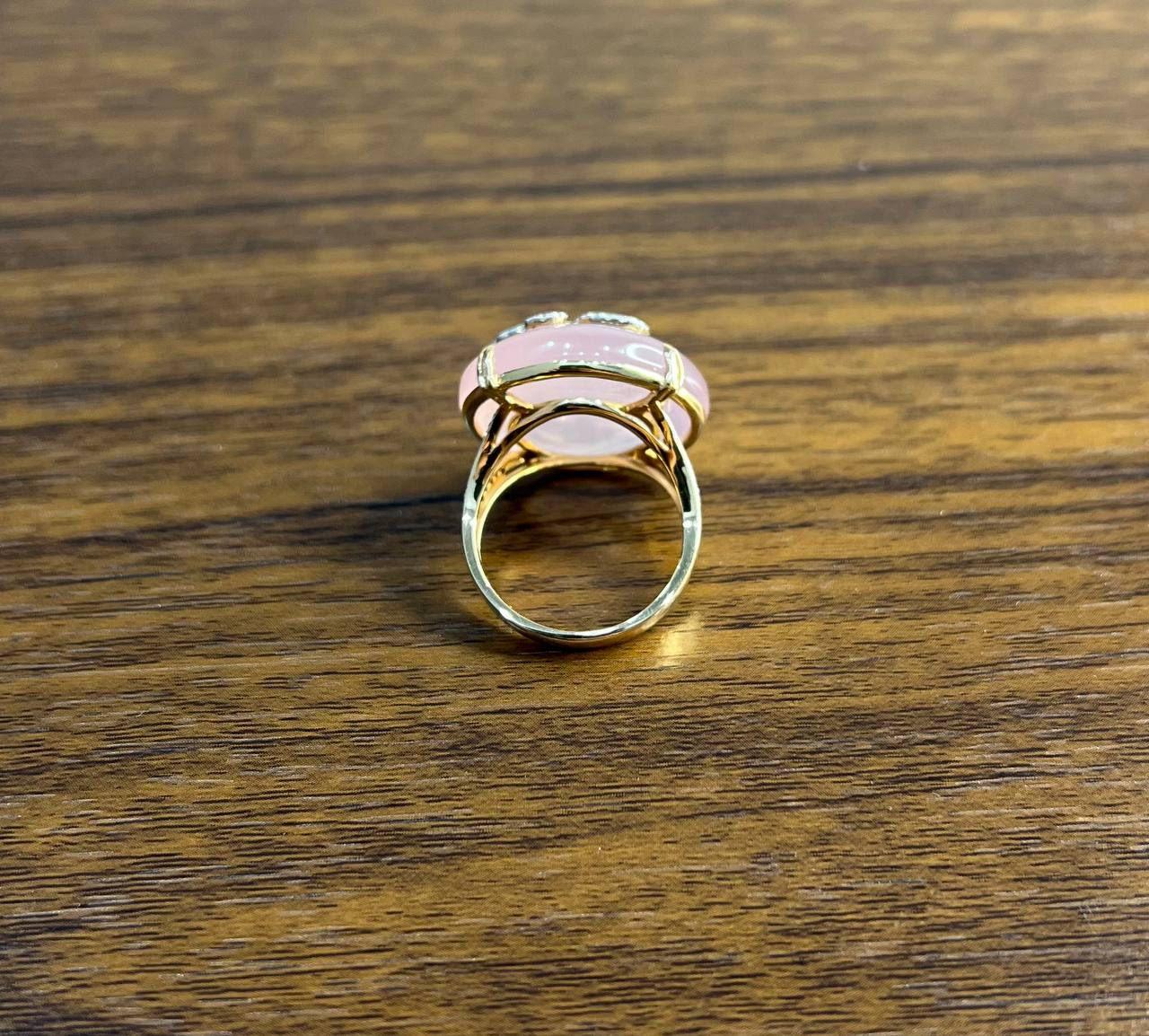 Rose Quartz Diamond 18 Karat Rose Gold Rose Theme Flowers Floral Statement Ring For Sale 1