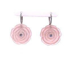 Rose Quartz and Diamond Earrings