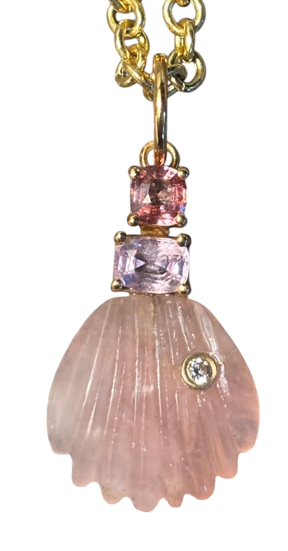 Pendentif en or 14 carats, diamants, tourmaline rose et spinelle rose en vente 5