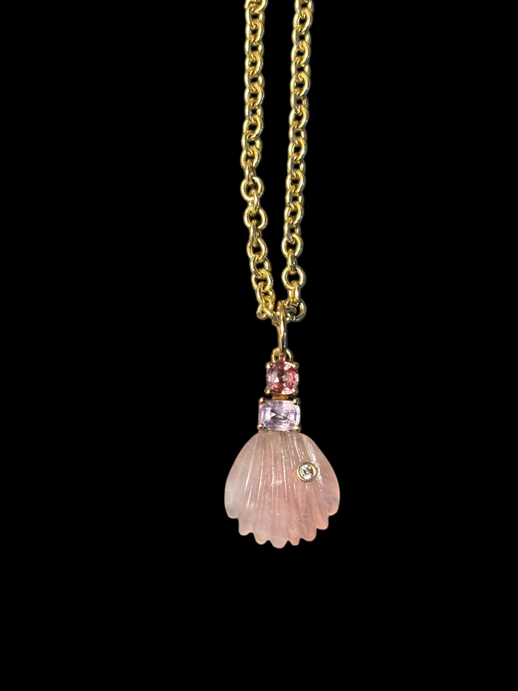 Pendentif en or 14 carats, diamants, tourmaline rose et spinelle rose Neuf - En vente à New York, NY