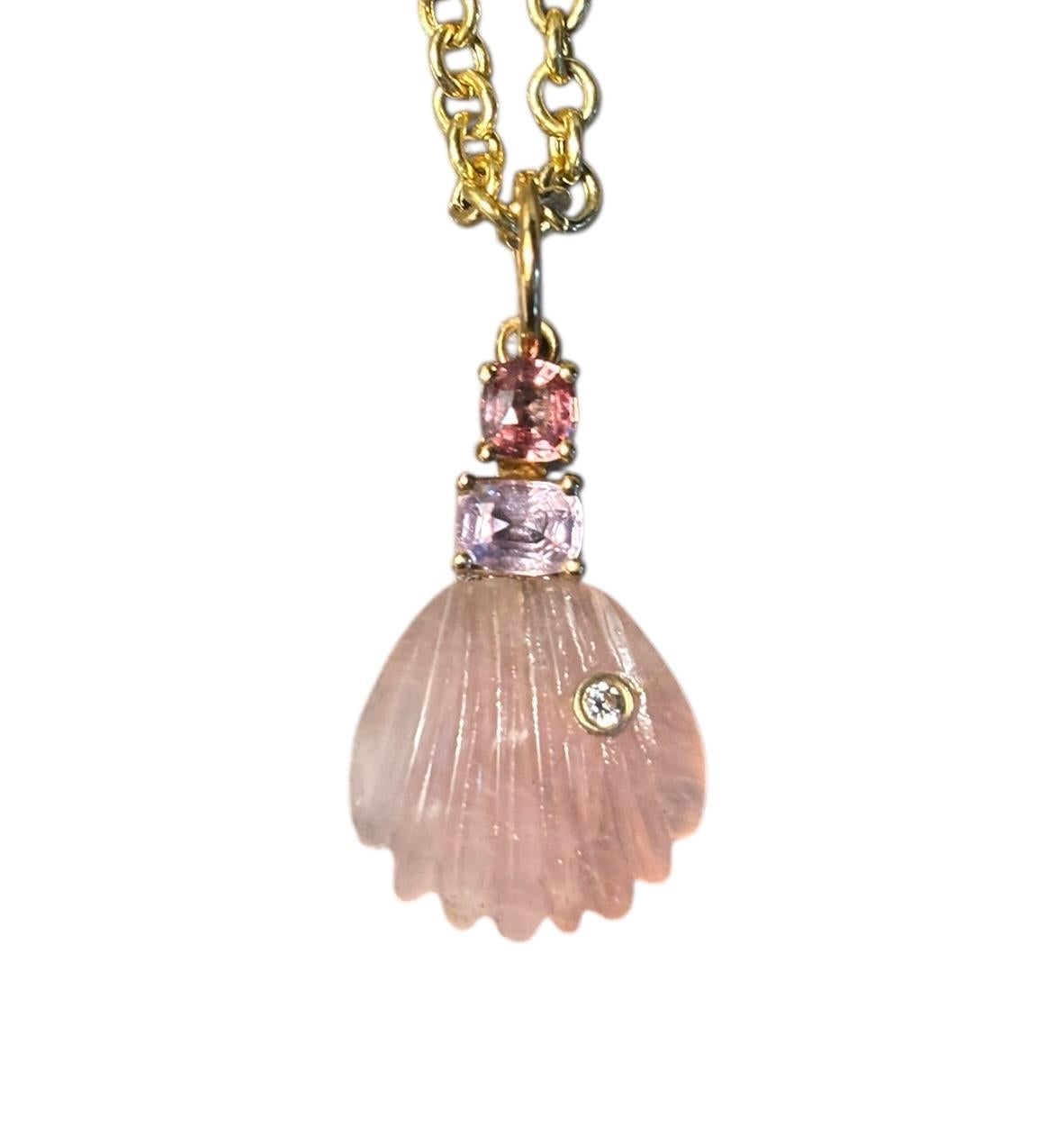 Pendentif en or 14 carats, diamants, tourmaline rose et spinelle rose en vente 1