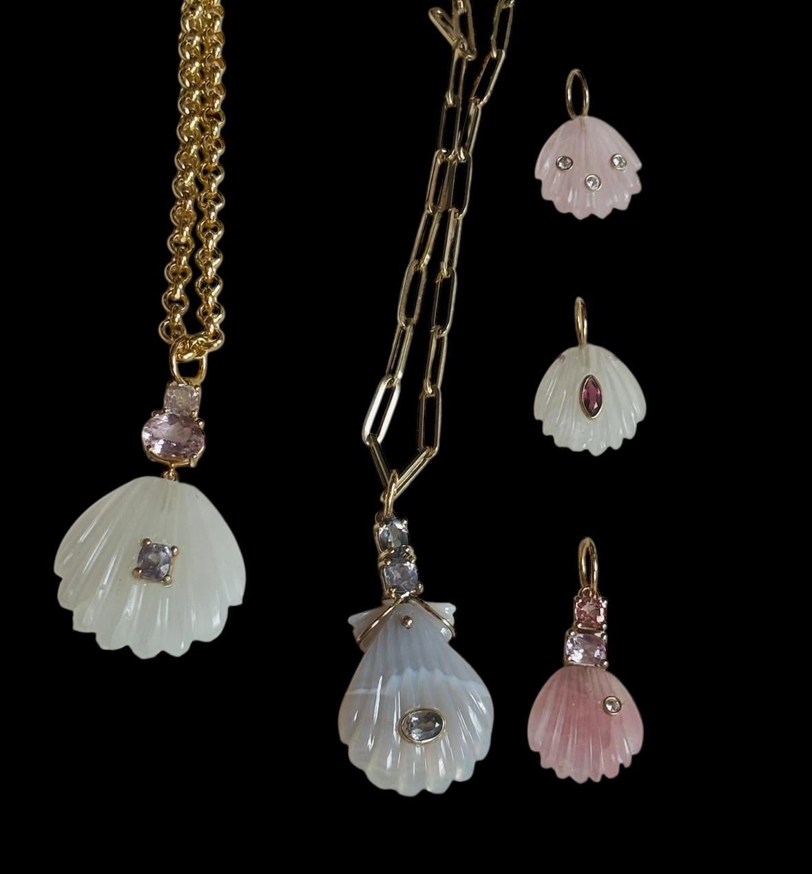 Pendentif en or 14 carats, diamants, tourmaline rose et spinelle rose en vente 2