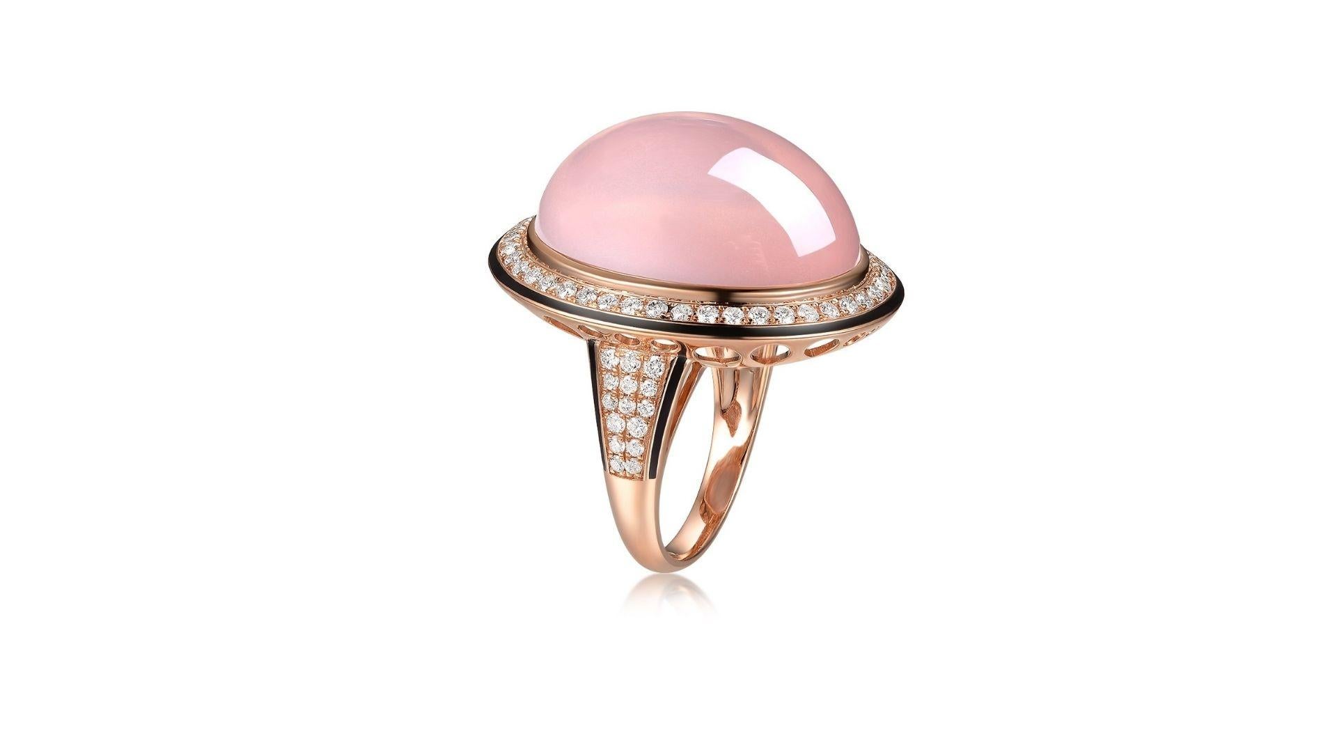 
A unique Rose  Quartz ring with 74 diamonds inc set in 18k yellow gold and really does stand out with the diamonds down each side of the band too.

Rose Quartz, 1pc Rose Quartz 30.82ct

Side Stone:
74pcs Diamond 0.73ct

