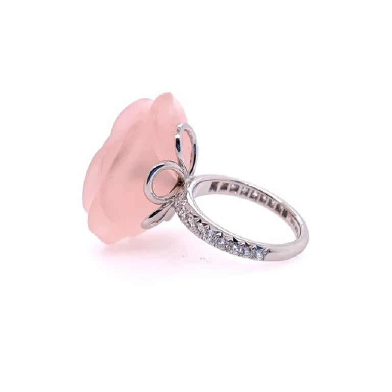 Contemporary Rose Quartz and Diamond Ring For Sale
