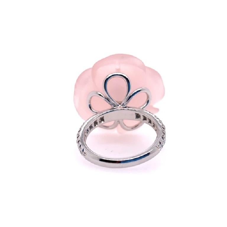 Round Cut Rose Quartz and Diamond Ring For Sale