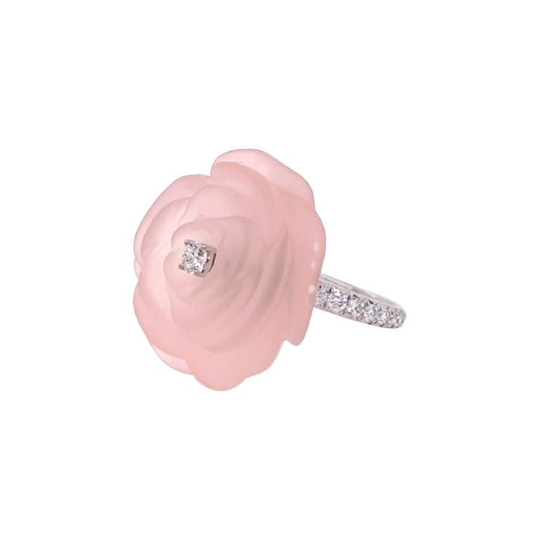 Rose Quartz and Diamond Ring For Sale