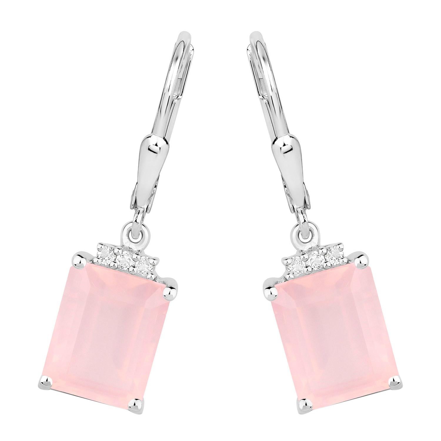 Contemporaneo Orecchini di quarzo rosa Topazio bianco 6,18 carati A. Silver in vendita