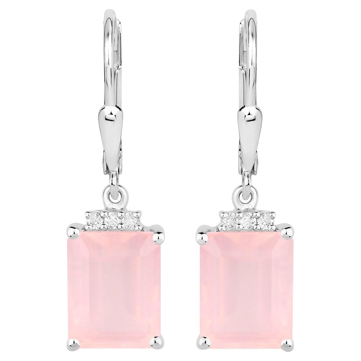 Orecchini di quarzo rosa Topazio bianco 6,18 carati A. Silver in vendita