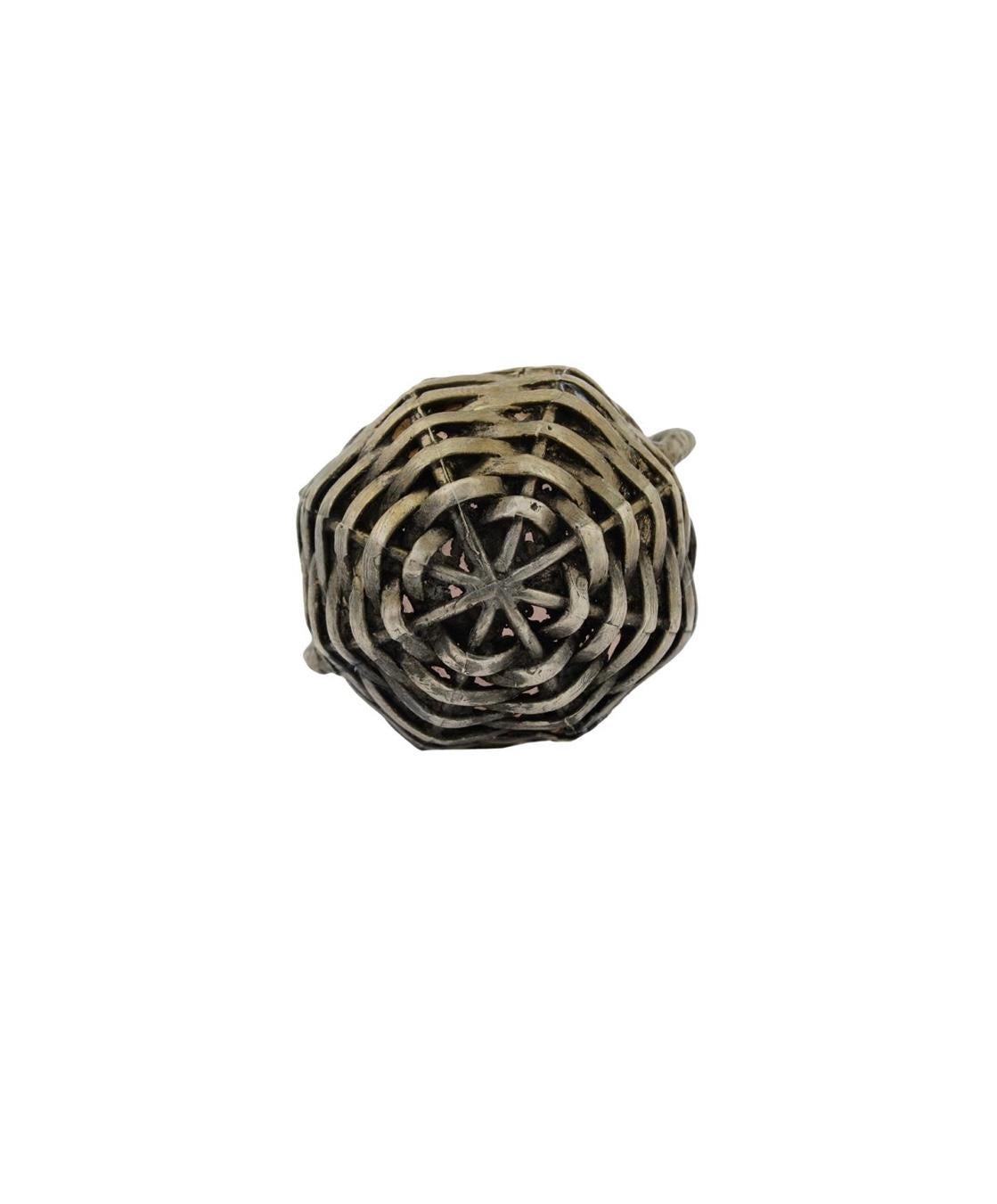 Rose Quartz Egg Basket Pendant Necklace Charm Silver Hjalmar Armfelt Russian For Sale 4