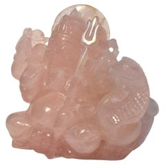 Grande statue de Ganesh en quartz rose 5 lb