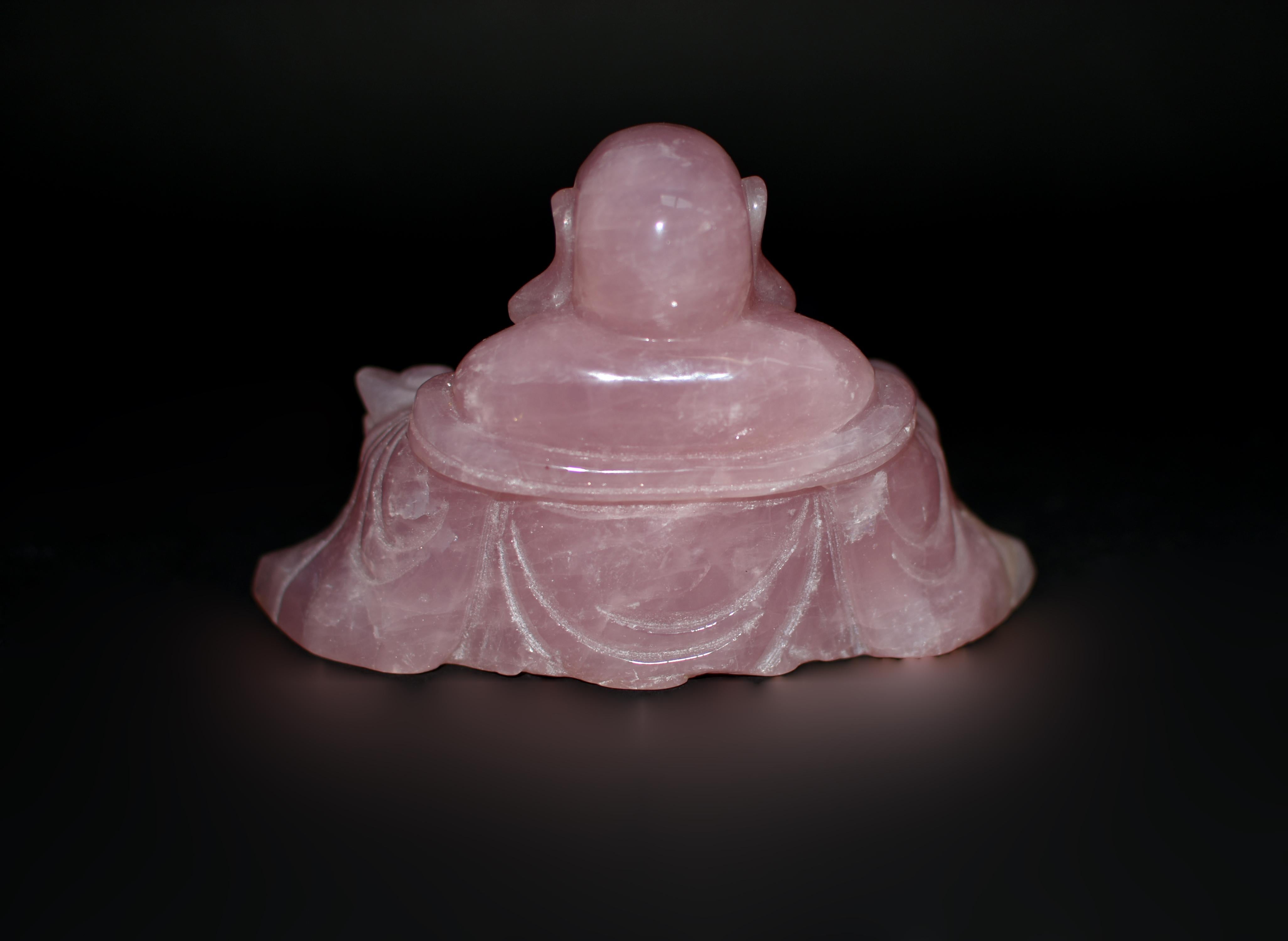 Rose Quartz Gemstone Happy Buddha  For Sale 6