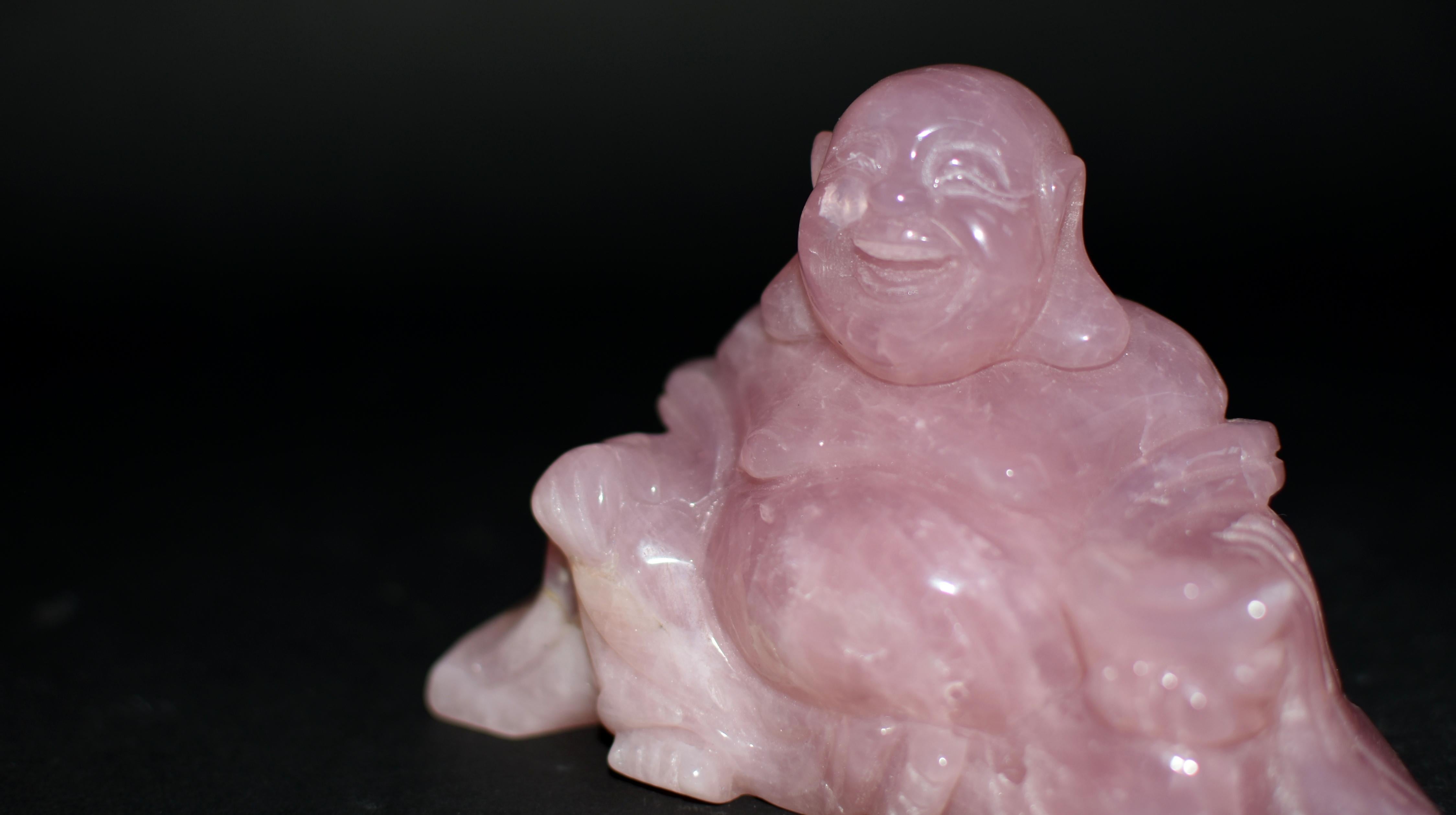 Rose Quartz Gemstone Happy Buddha  For Sale 3