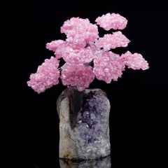 Rose Quartz Gemstone Tree on Amethyst Cluster Base
