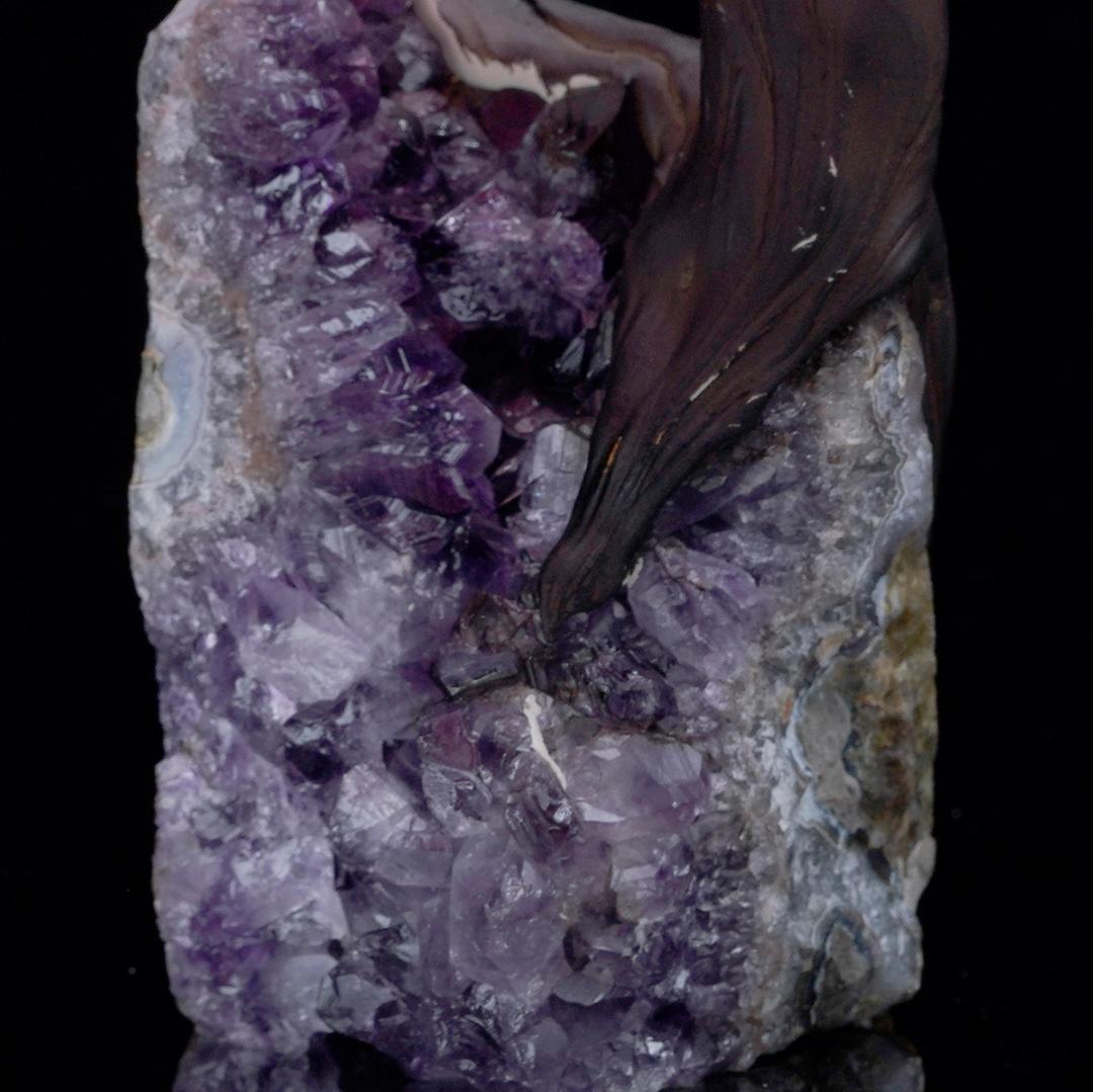 Rose Quartz Gemstone Tree on Amethyst Cluster Base For Sale 5