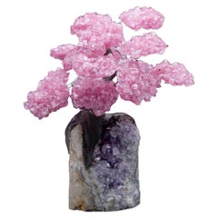 Rose Quartz Gemstone Tree on Amethyst Cluster Base
