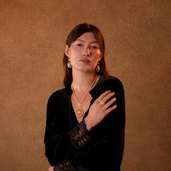 Emma Chapman Rose Quartz Gold Plate Dangle Earrings