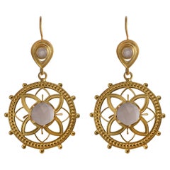 Rose Quartz Gold Plate Dangle Earrings
