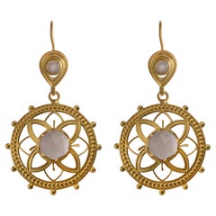 Rose Quartz Gold Plate Dangle Earrings