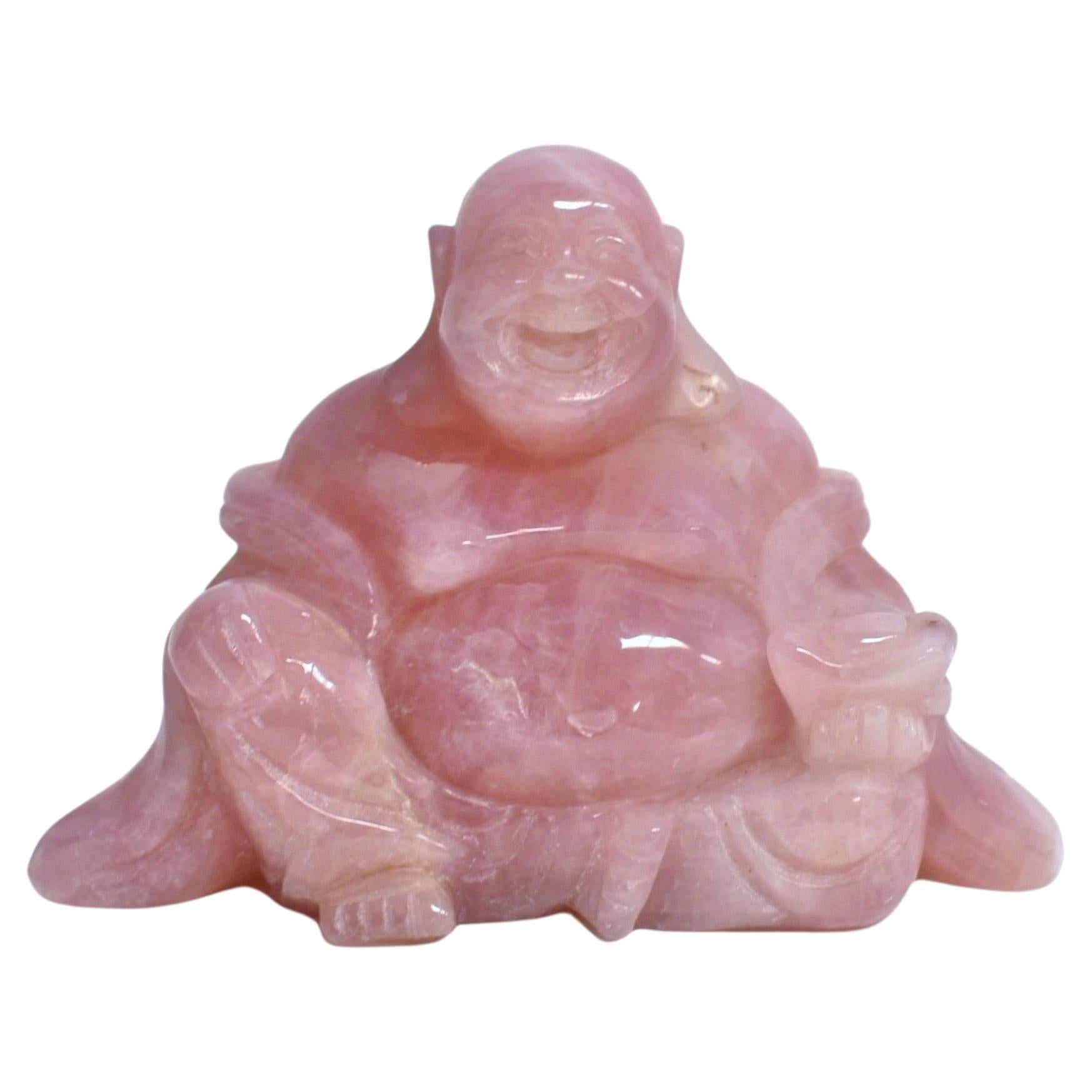 Rose Quartz Happy Buddha  For Sale