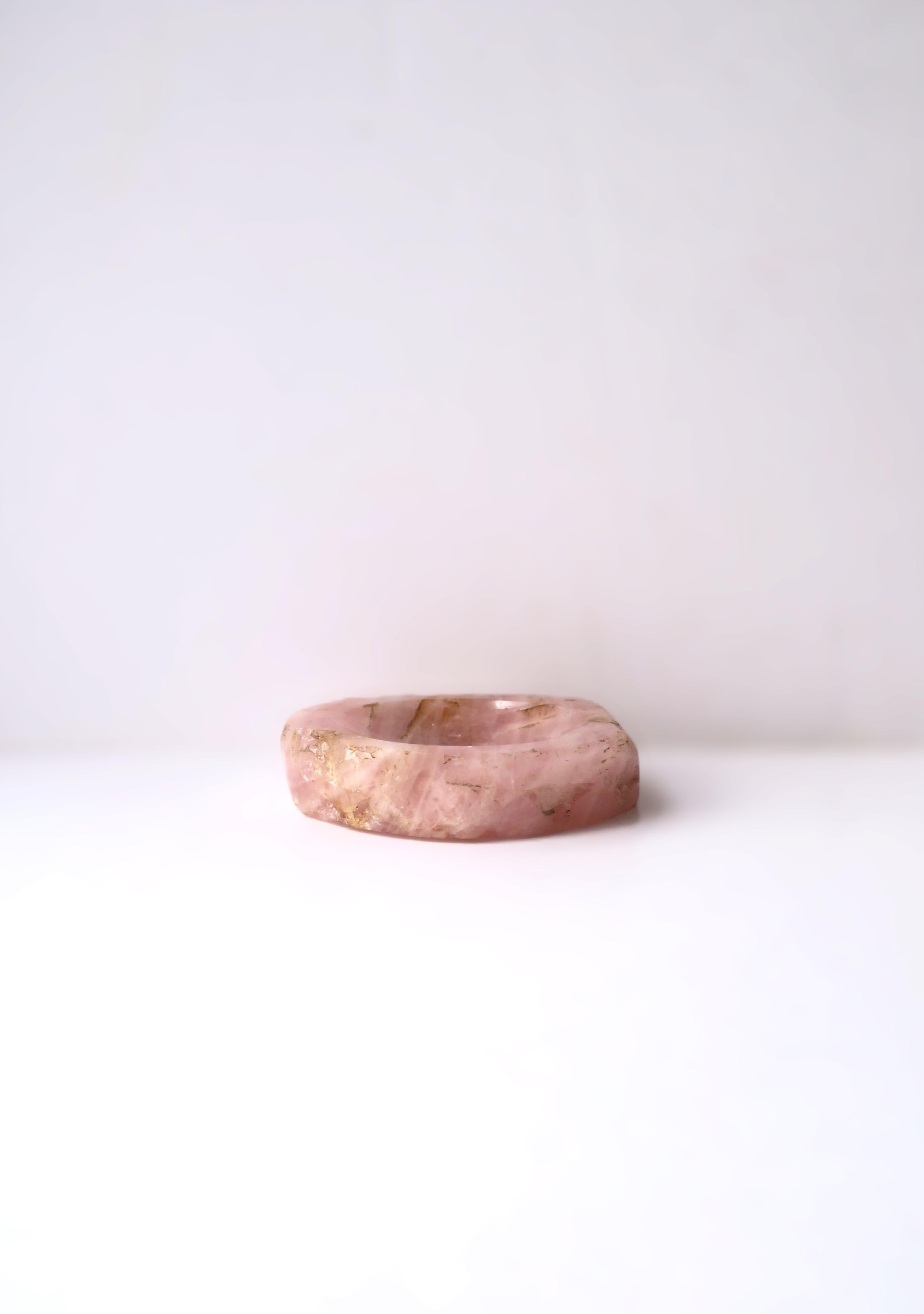 Organic Modern Rose Quartz Jewelry Dish For Sale