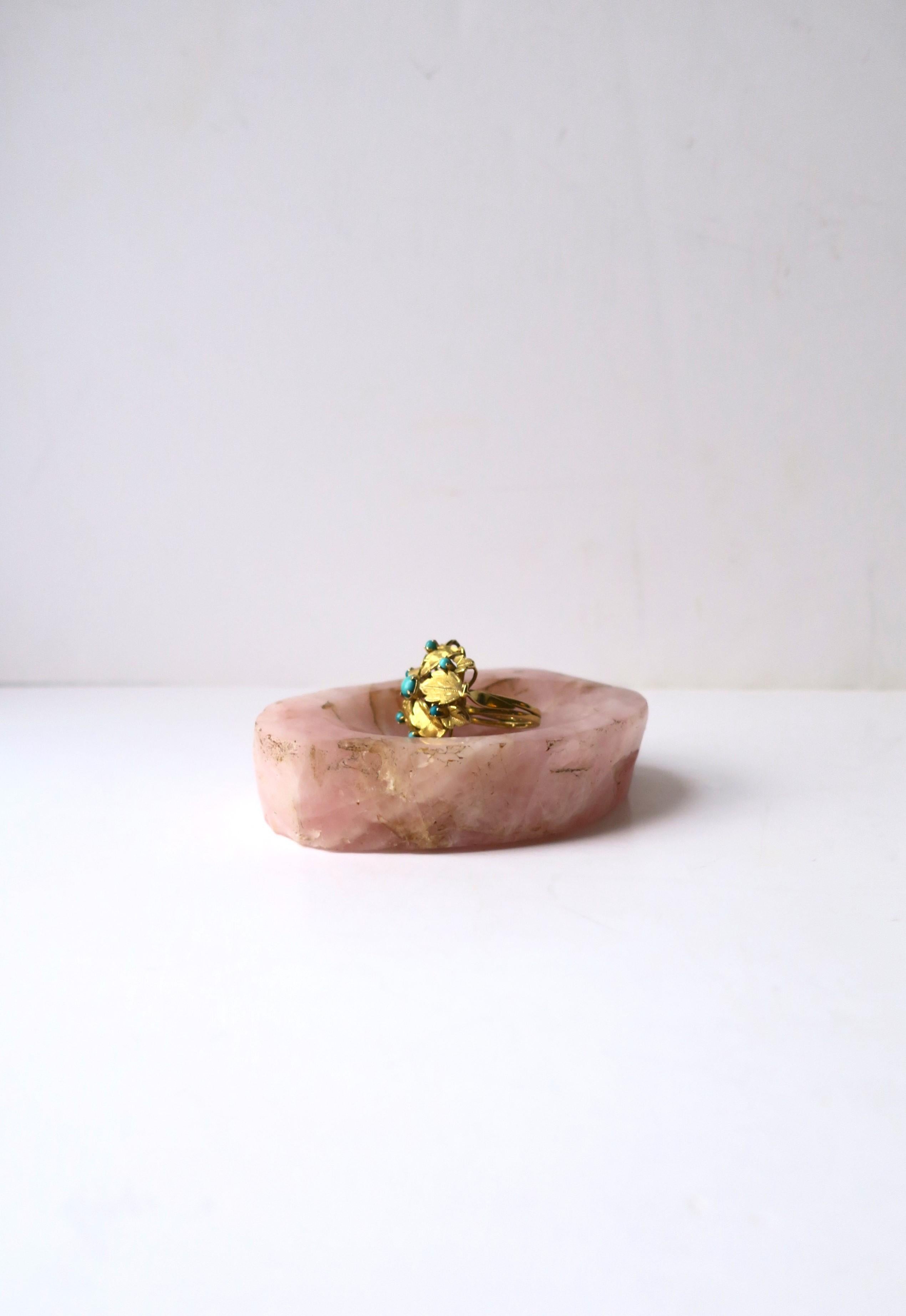 Polished Rose Quartz Jewelry Dish For Sale