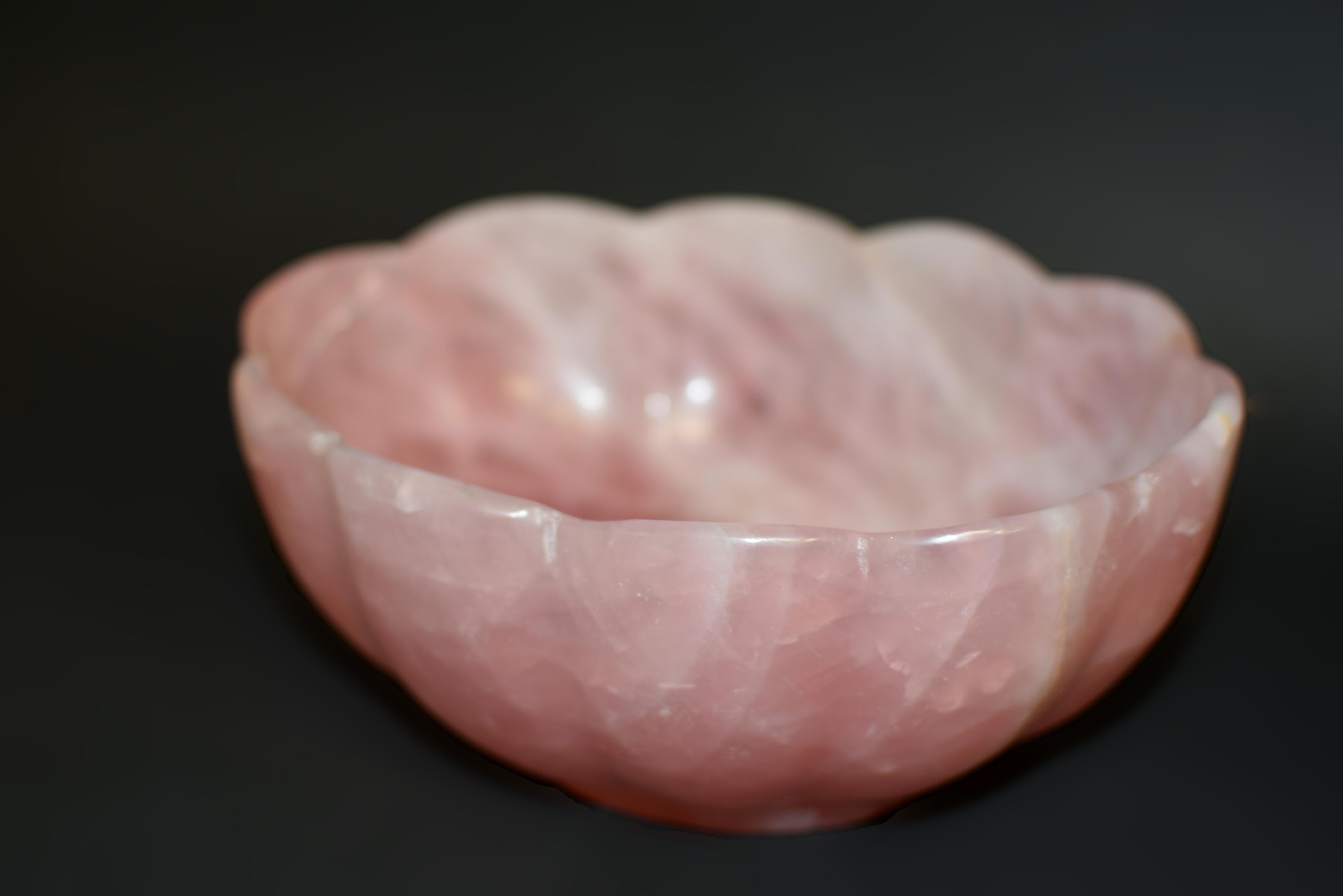 20ième siècle Quartz Rose Lotus Bowl 8