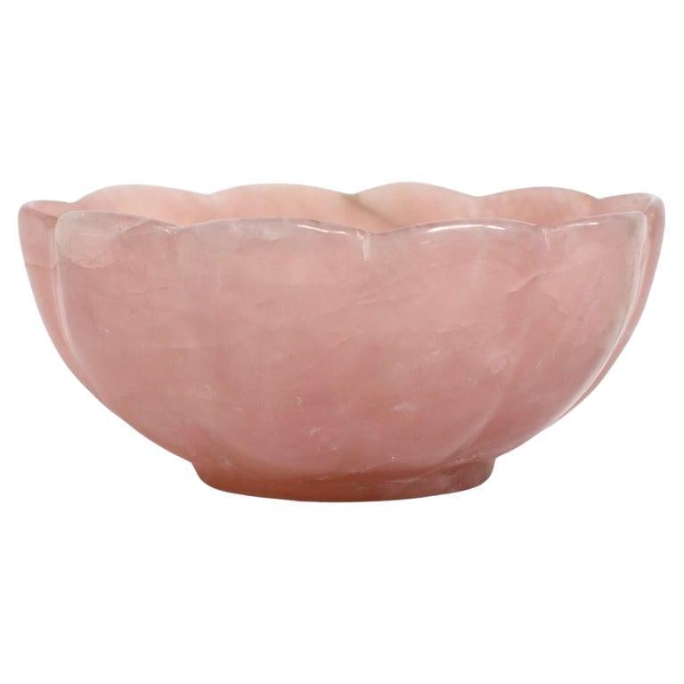 Quartz Rose Lotus Bowl 8" Oval en vente
