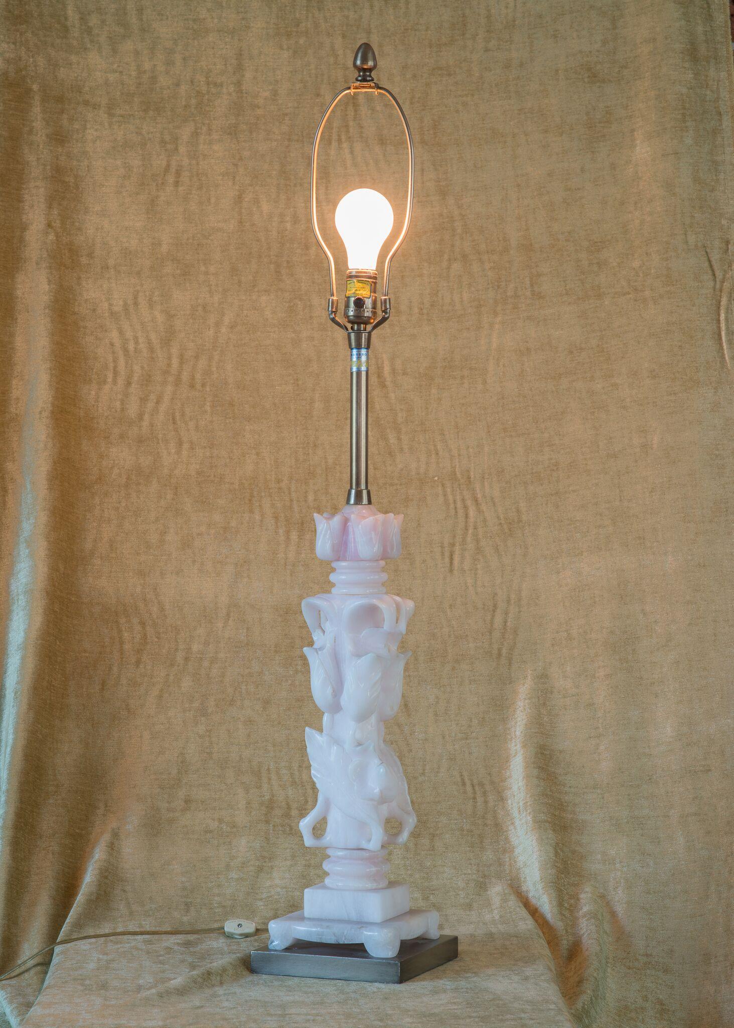 Rose Quartz Marbro Lamp In Good Condition In Denver, CO