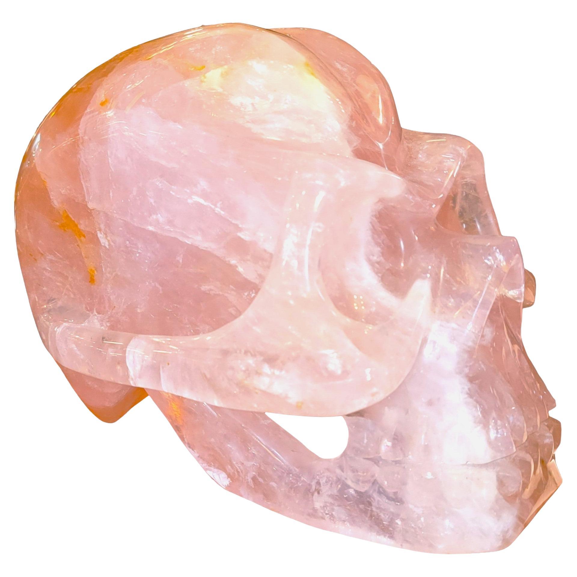 Rose Quartz Mid Century Giant Skull
