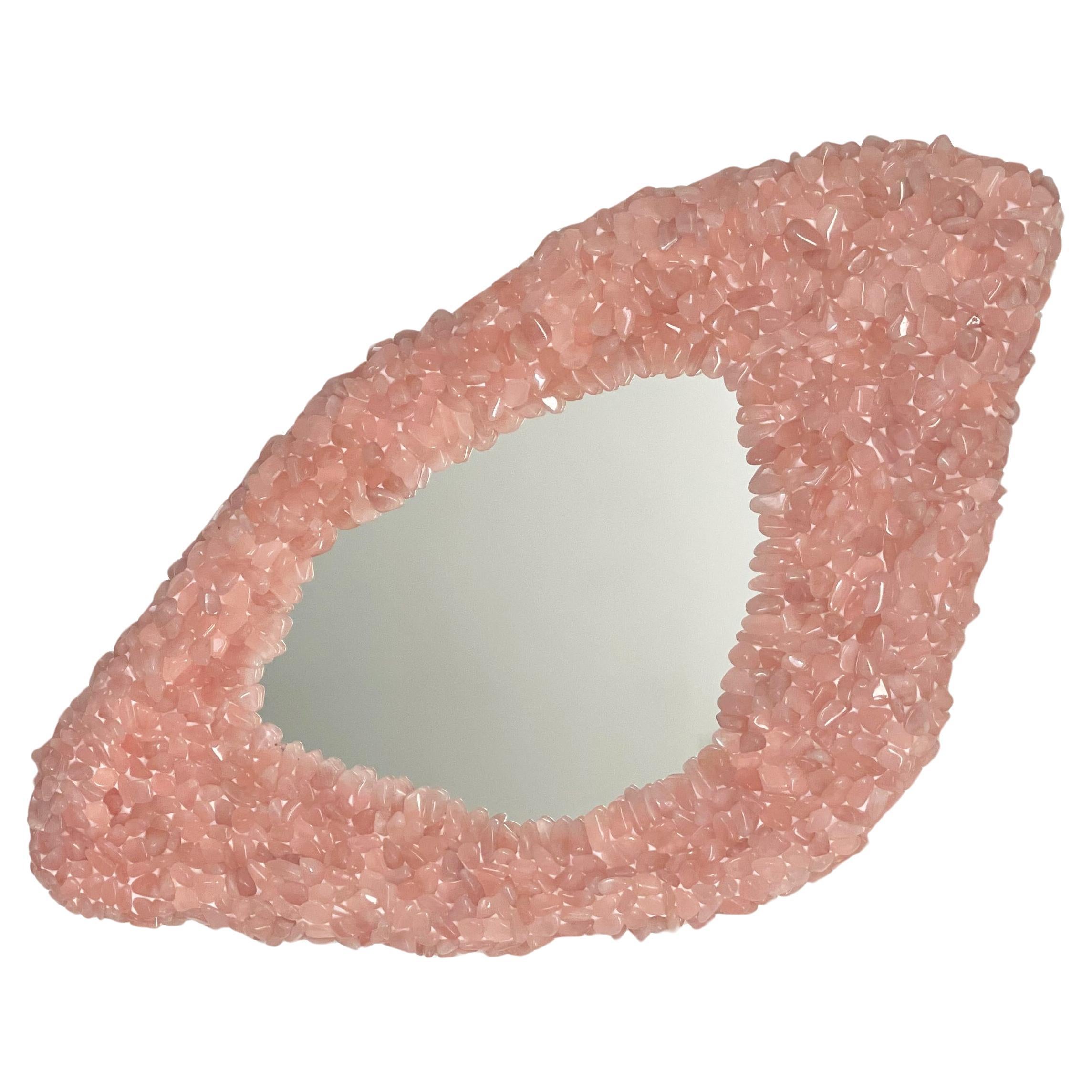 Rose quartz mirror For Sale