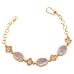 Rose Quartz Moonstone Gold Plate Bracelet