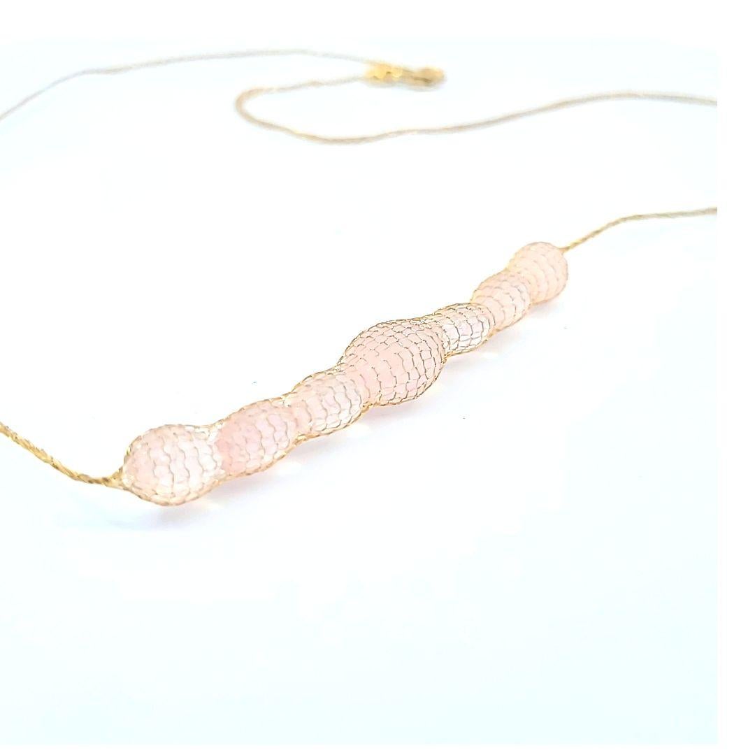 Oval Cut Rose Quartz necklace  For Sale