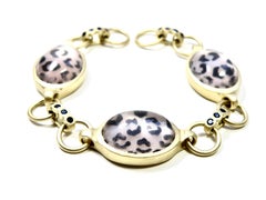 Rose Quartz Painted Leopard Bracelet