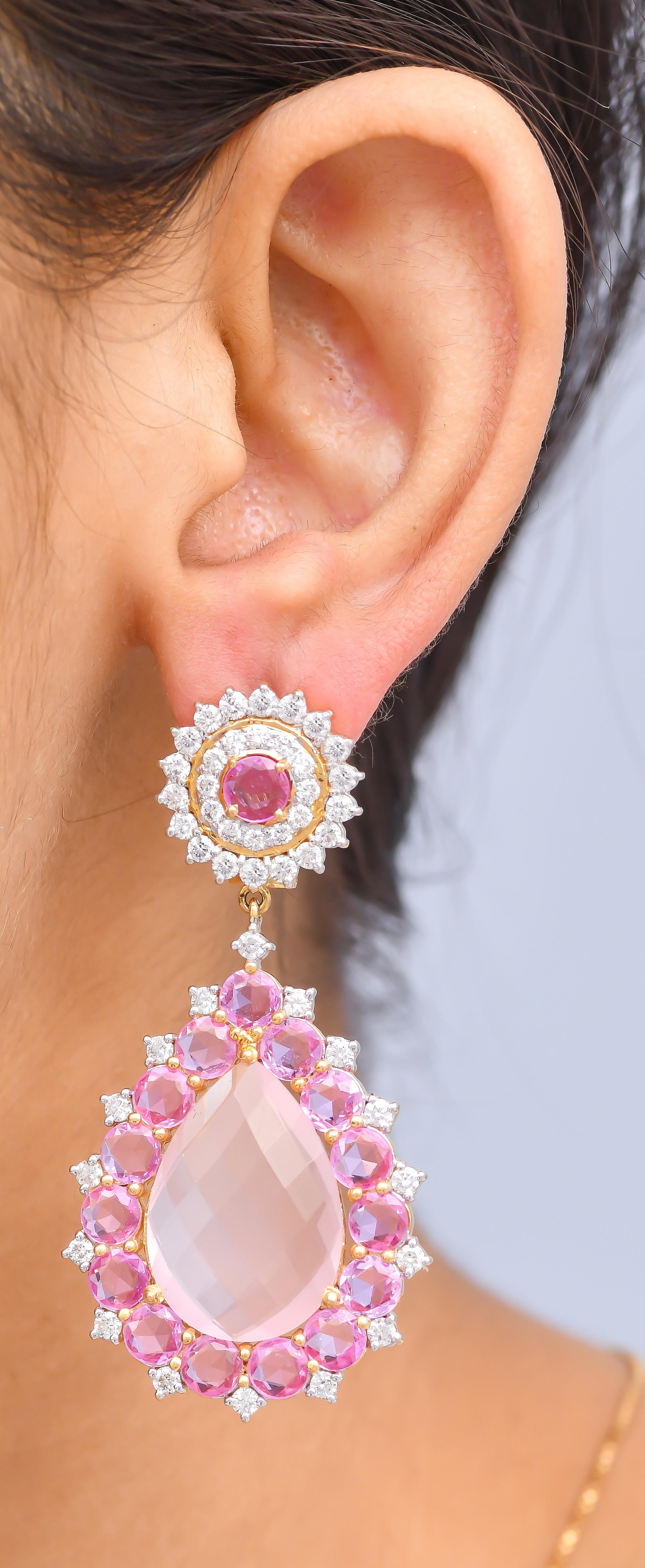 rose quartz teardrop earrings