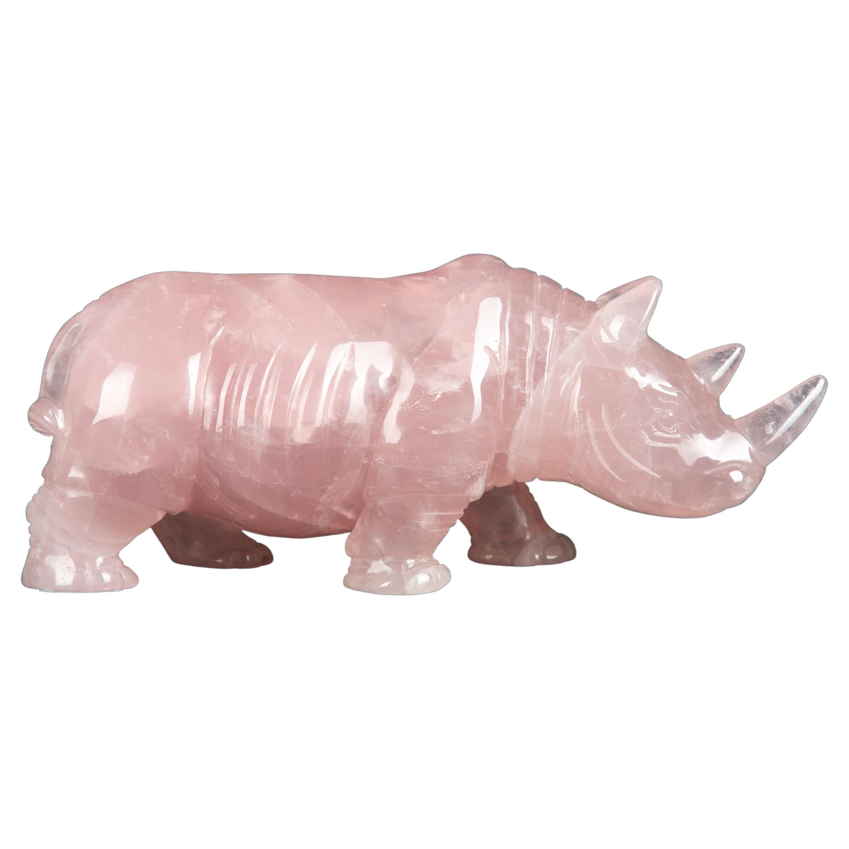 Rose Quartz Rhino For Sale