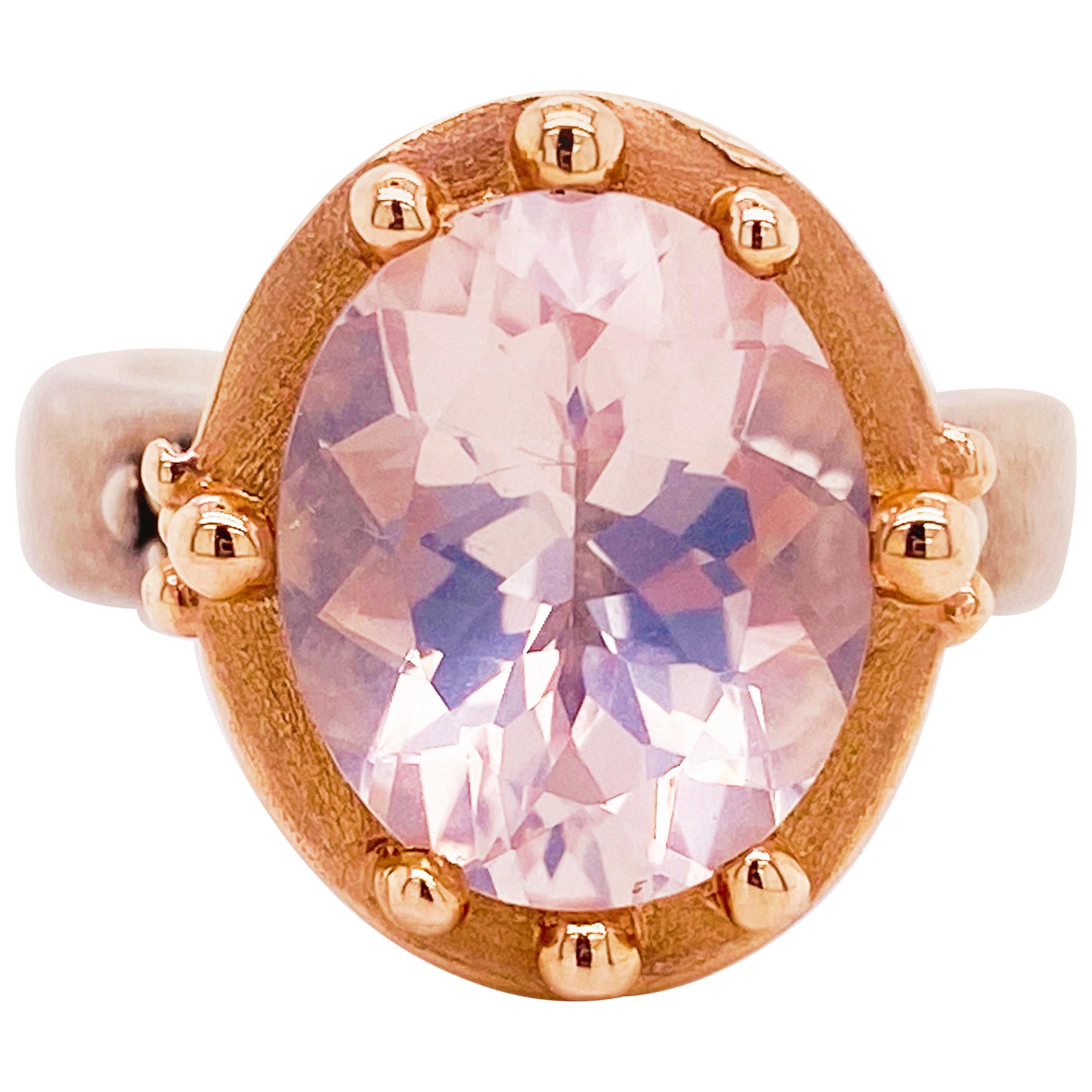 US Seller Rose Quartz Ring Rose Gold Ring Stackable Cocktail Rings Promise Ring 