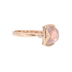 Sunita Nahata Rose Quartz 3.97ct. Fancy Ring in 18KRG with White Diamond.