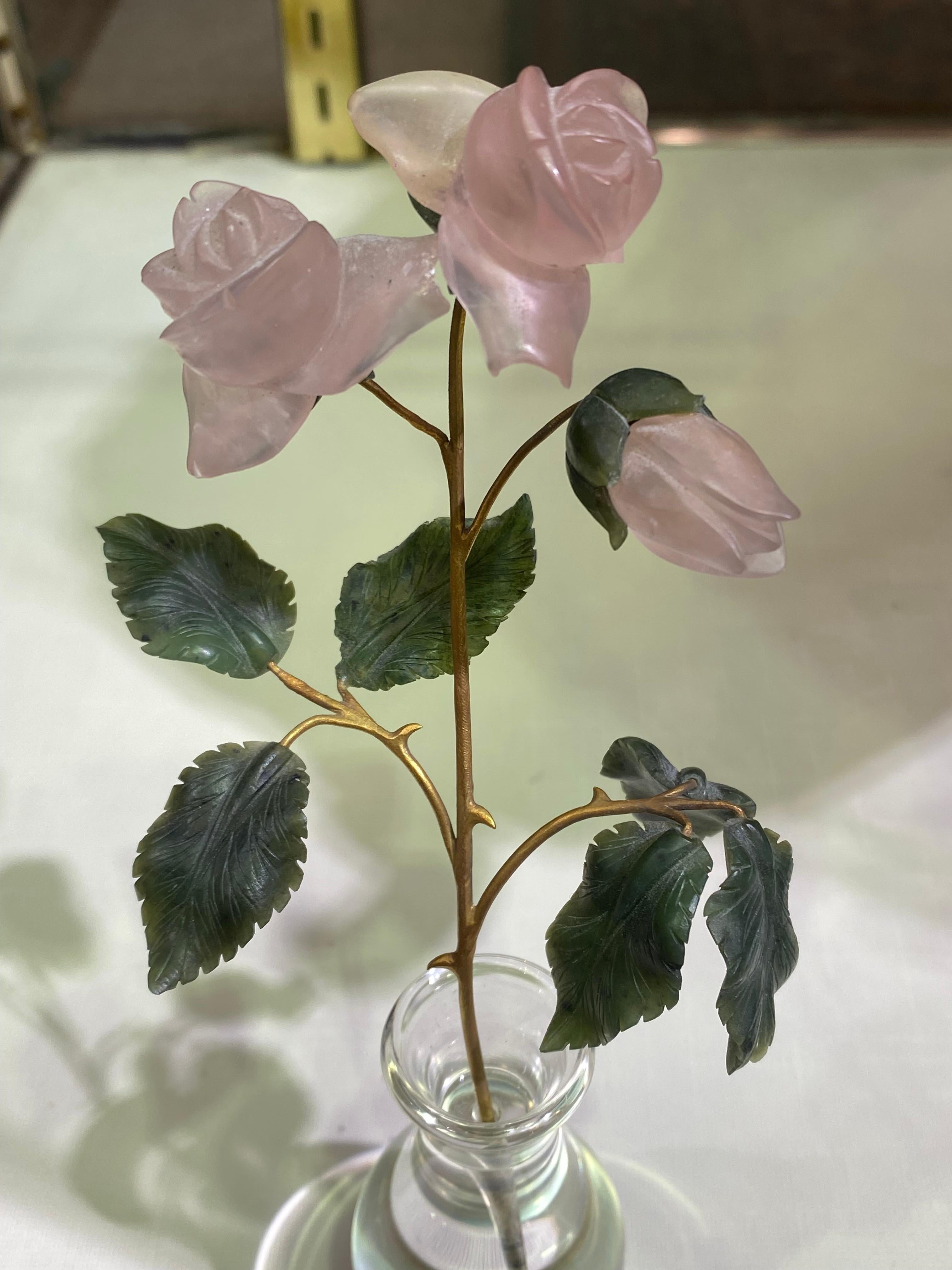 Vase de bureau en cristal de roche et fleur de quartz rose Objects for Objects en vente 3