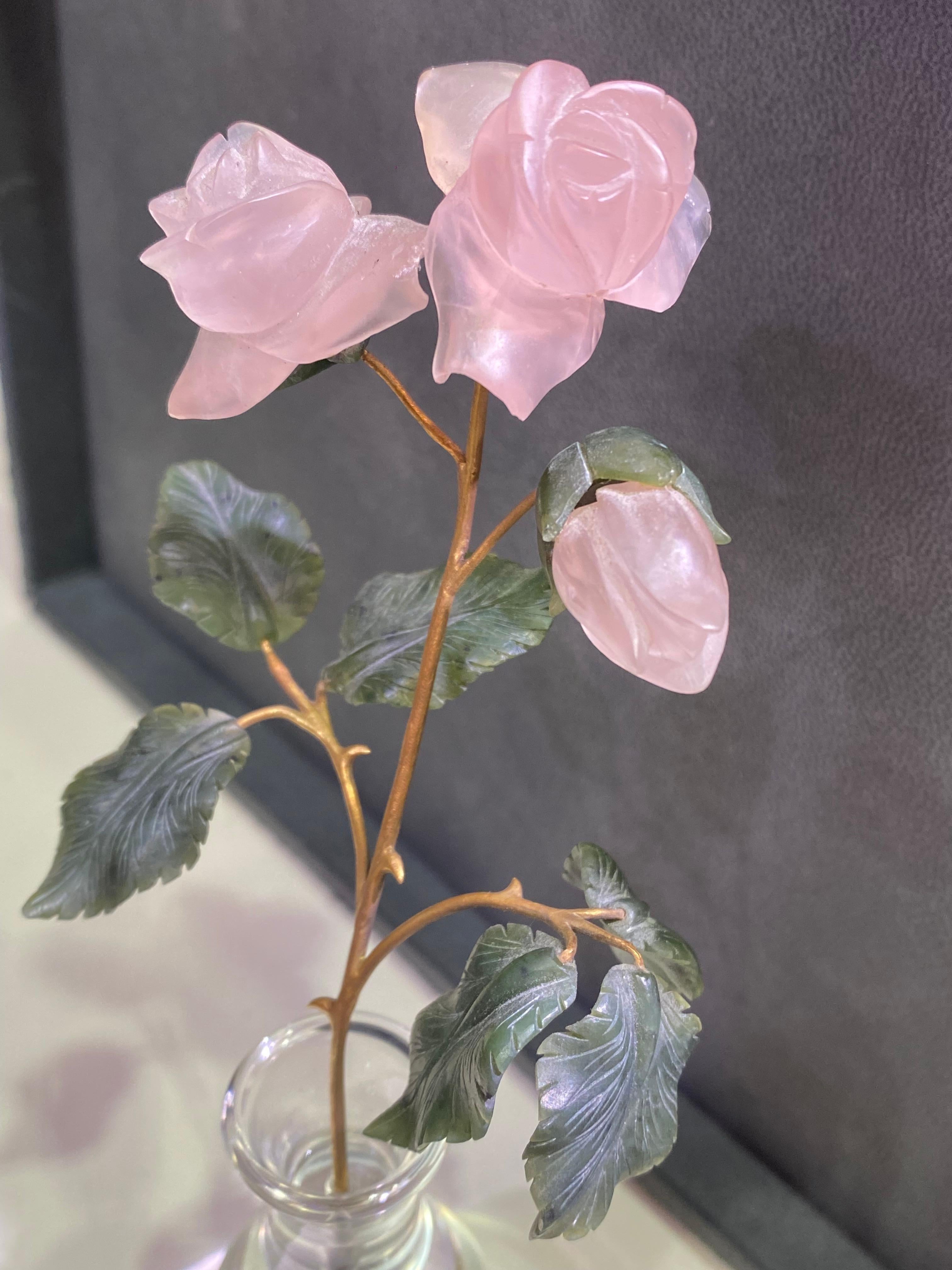 Vase de bureau en cristal de roche et fleur de quartz rose Objects for Objects en vente 4