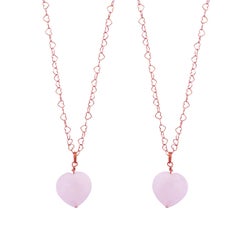 Rose Quartz Rose Gold over Sterling Silver Necklace, Heart Shaped Necklace