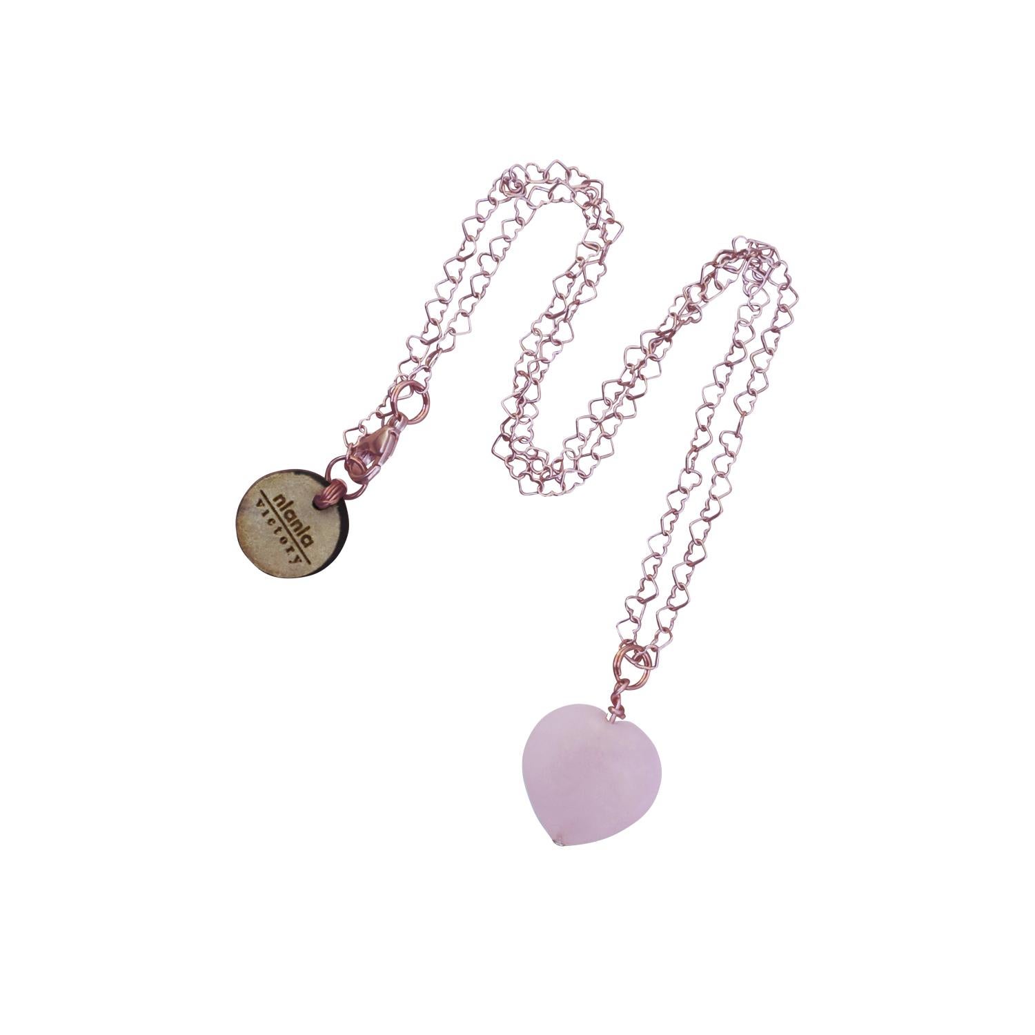 Heart Cut Rose Quartz Rose Gold over Sterling Silver Necklace, Heart Shaped Necklace For Sale