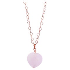 Rose Quartz Rose Gold over Sterling Silver Necklace, Heart Shaped Necklace