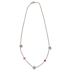 Rose Quartz Stars and Tourmaline Diamonds Rose Gold Chain Choker Necklace